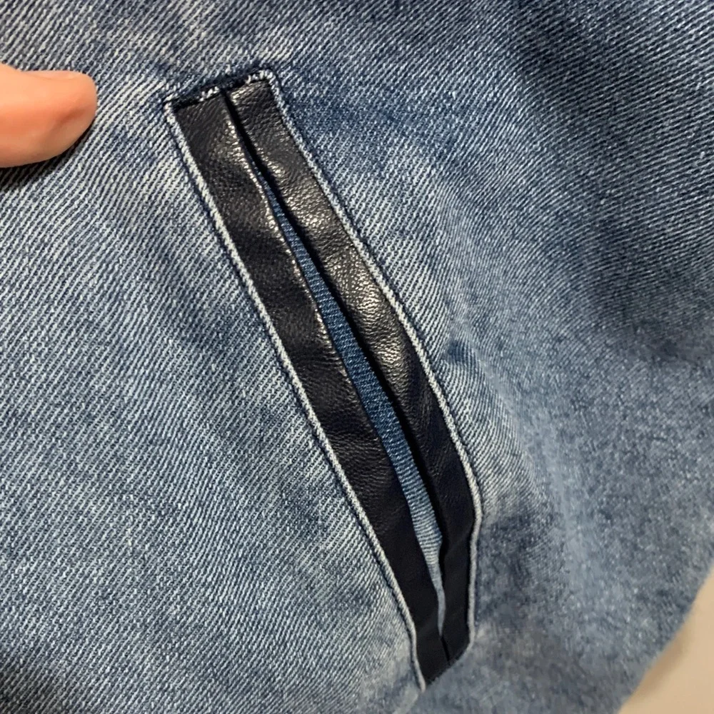 Ring‎ of Fire Blue Denim Bomber Jacket with Navy Accents